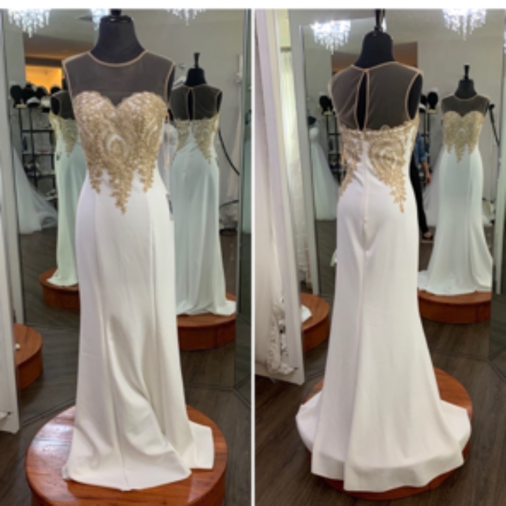 BabyOnline D.R.E.S.S, Ivory and gold mermaid gown - NWT - Size 8